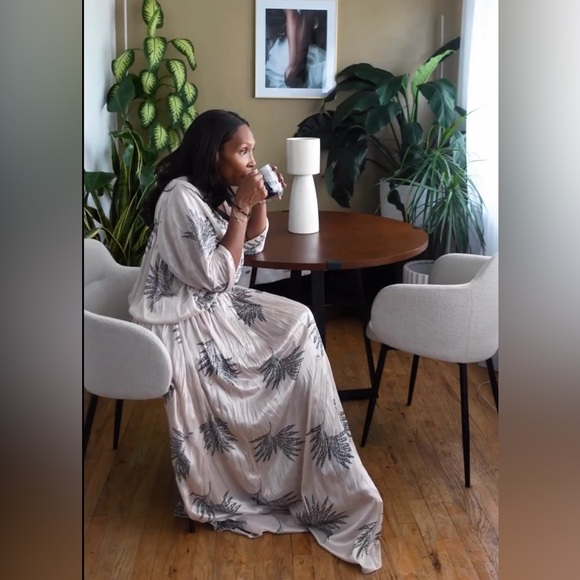 Zara Ecru Ivory Satin Effect Kaftan Maxi Dress - Picture 4 of 8